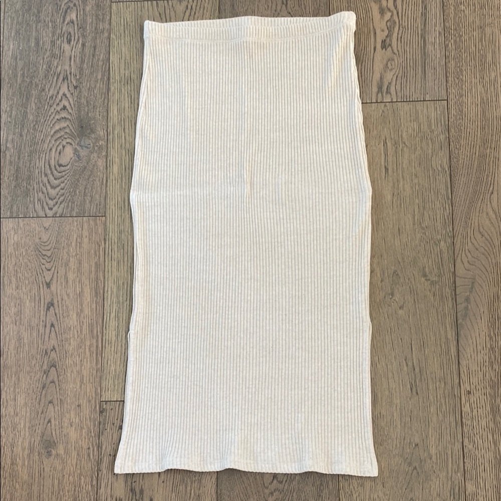 Amour Vert Cream Ribbed Pencil Skirt